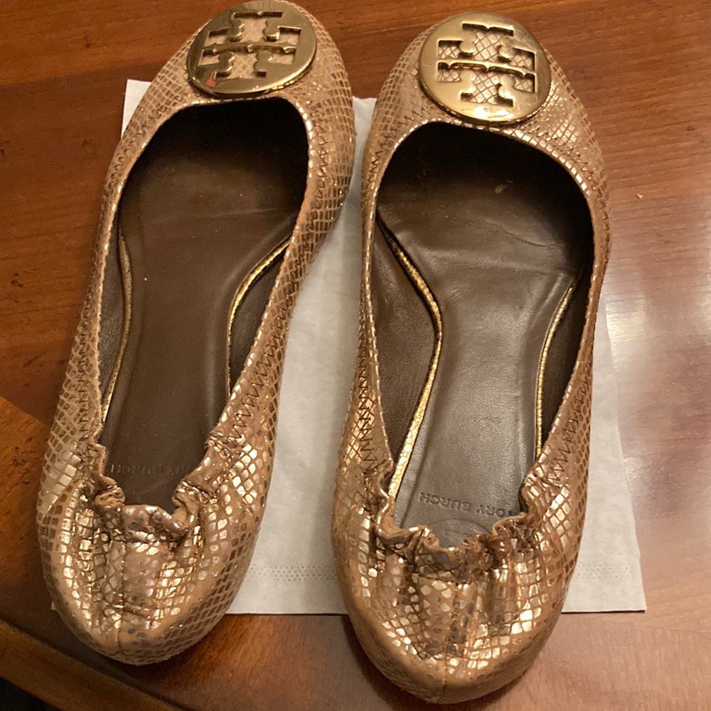 Tory Burch Gold Flats